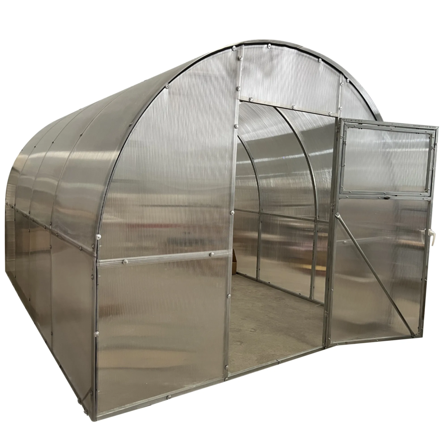 Polycarbonat-Gewächshaus 8 x 3 x 2,5 m mit integriertem Bewässerungssystem