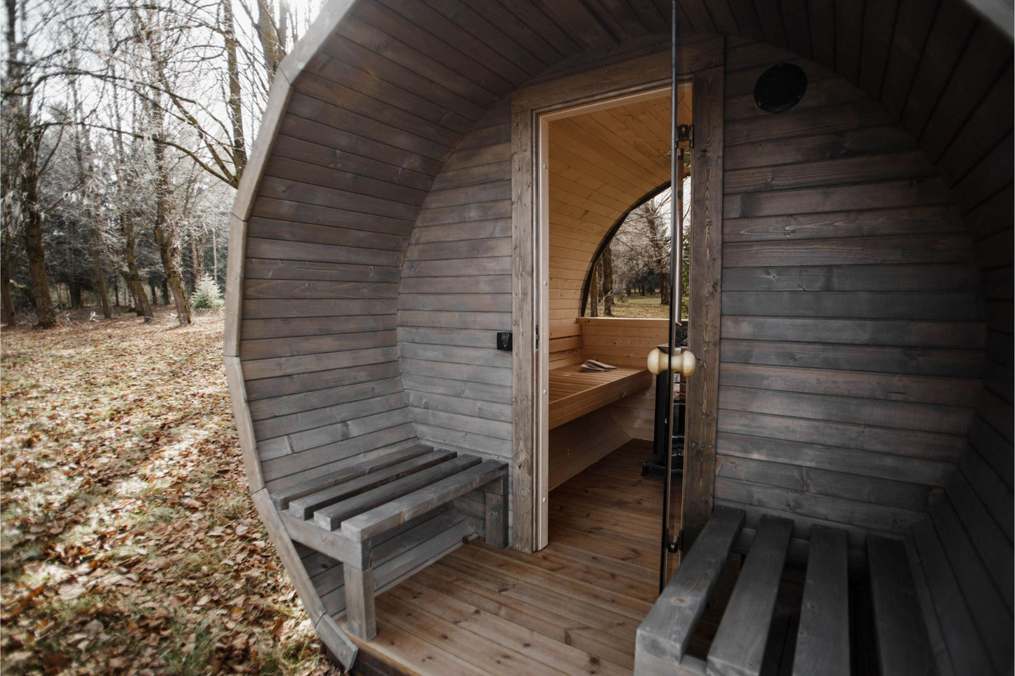Komplett ausgestattete Premium-Gartensauna 3 m mit Terrasse – aus Fichtenholz, mit Holzofen – sofort einsatzbereit