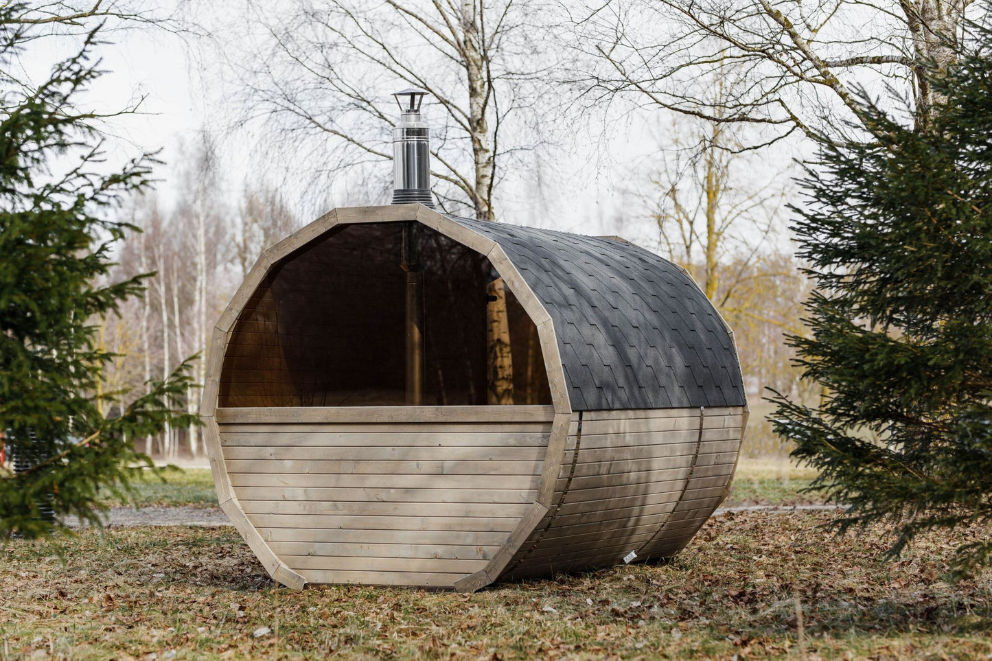 Komplett ausgestattete Premium-Gartensauna 3 m mit Terrasse – aus Fichtenholz, mit Holzofen – sofort einsatzbereit