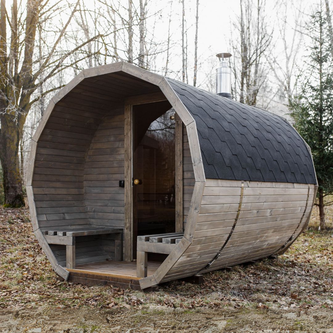 Komplett ausgestattete Premium-Gartensauna 3 m mit Terrasse – aus Fichtenholz, mit Holzofen – sofort einsatzbereit