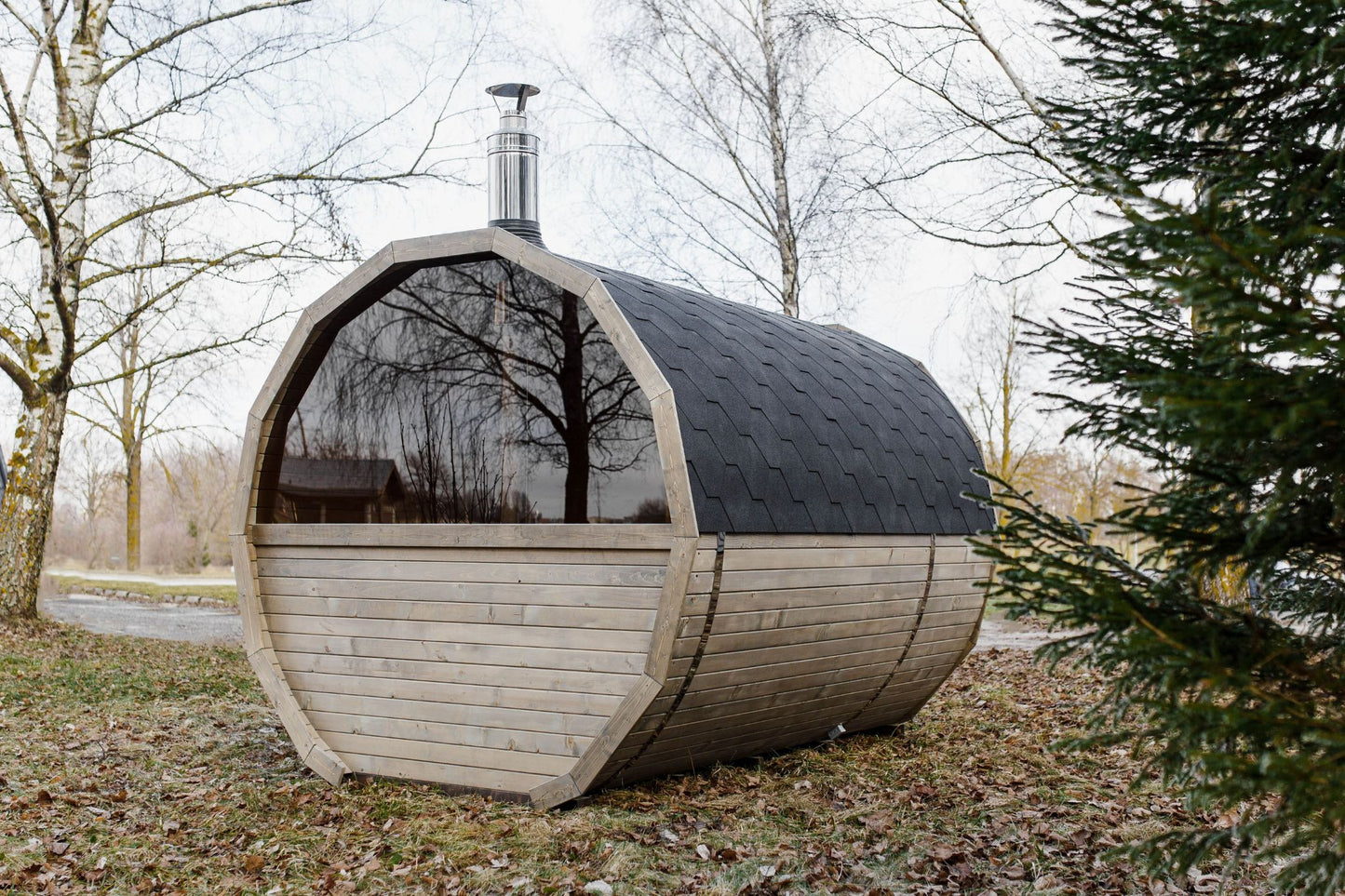 Komplett ausgestattete Premium-Gartensauna 3 m mit Terrasse – aus Fichtenholz, mit Holzofen – sofort einsatzbereit