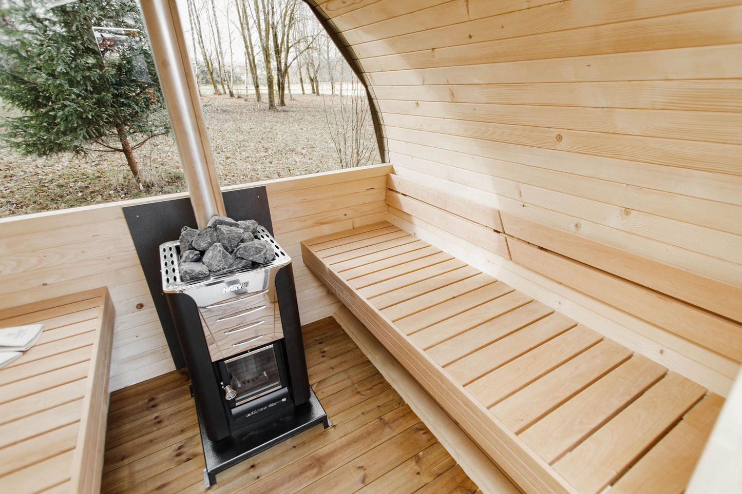 Komplett ausgestattete Premium-Gartensauna 3 m mit Terrasse – aus Fichtenholz, mit Holzofen – sofort einsatzbereit