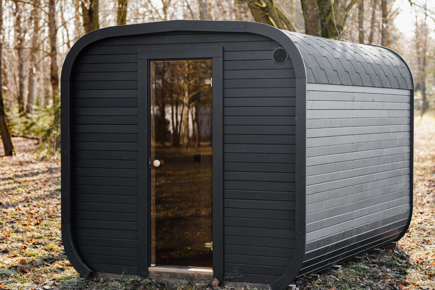 Komplett ausgestattete Premium-CUBE-Gartensauna 4 m mit Vorraum – aus Fichtenholz, mit Holzofen – sofort einsatzbereit