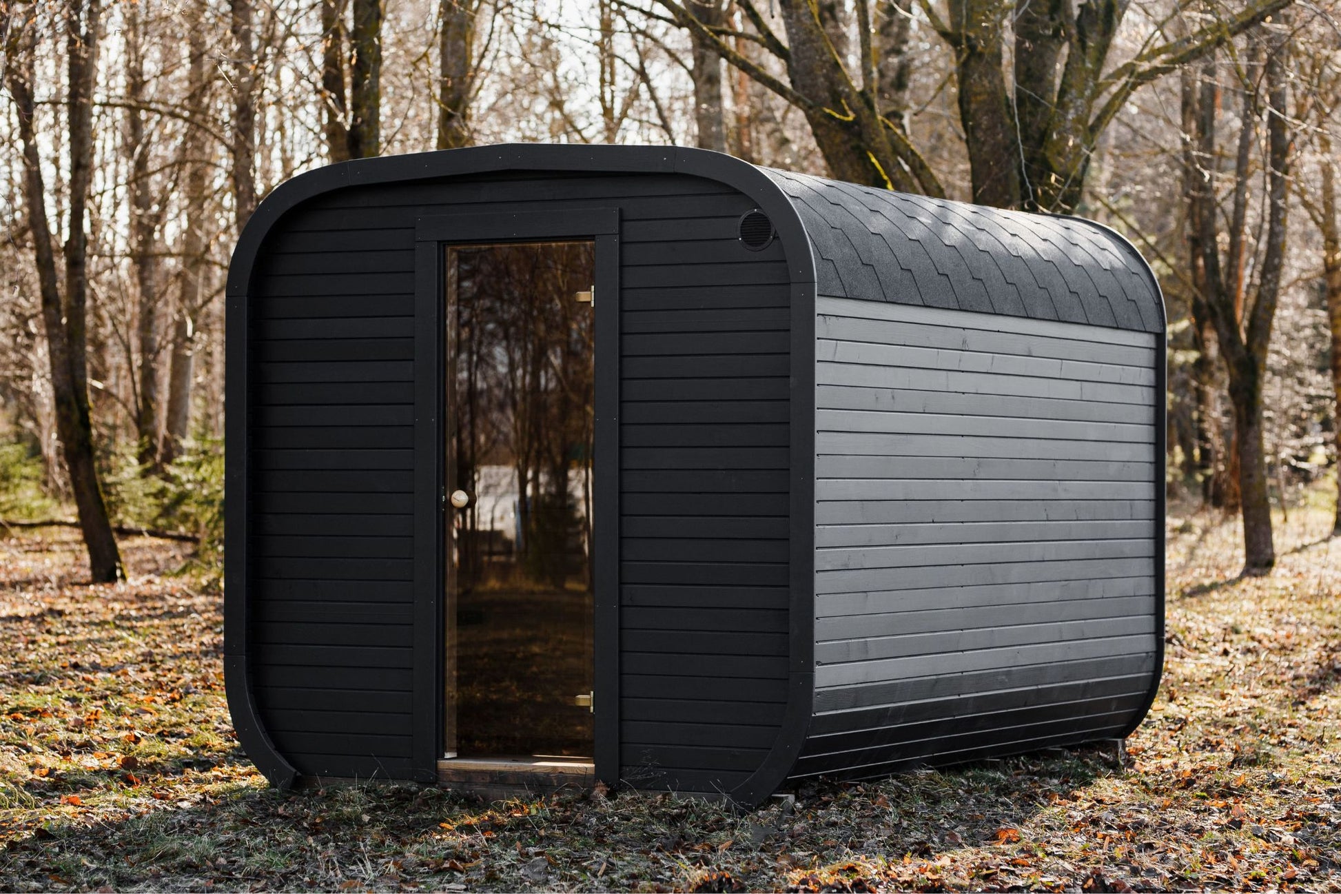 Komplett ausgestattete Premium-CUBE-Gartensauna4 m mit Vorraum – aus Fichtenholz, mit Holzofen – sofort einsatzbereit