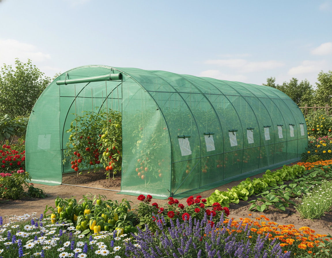 Foliengewächshaus 8 * 3 * 2,5m, Polyethylen 240 g/m², UV-beständig, Rohr 26 * 1,2 mm