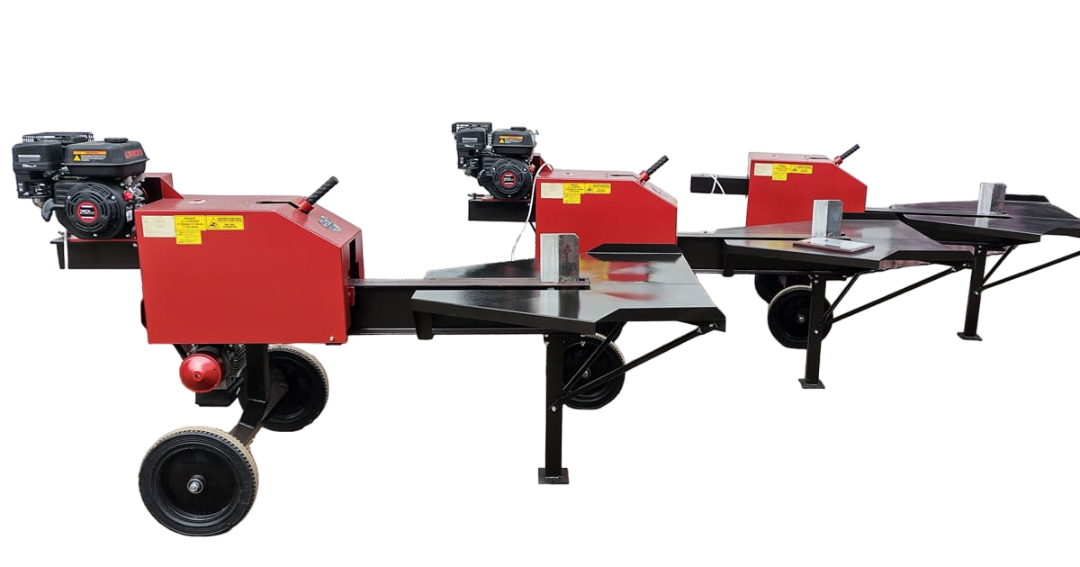 Industrieller Holzspalter DKPR-7B von Artmash mit 7 PS Benzinmotor, 12 Tonnen Spaltkraft und hoher Mobilität. Ideal für Forstwirtschaft und Holzverarbeitung.