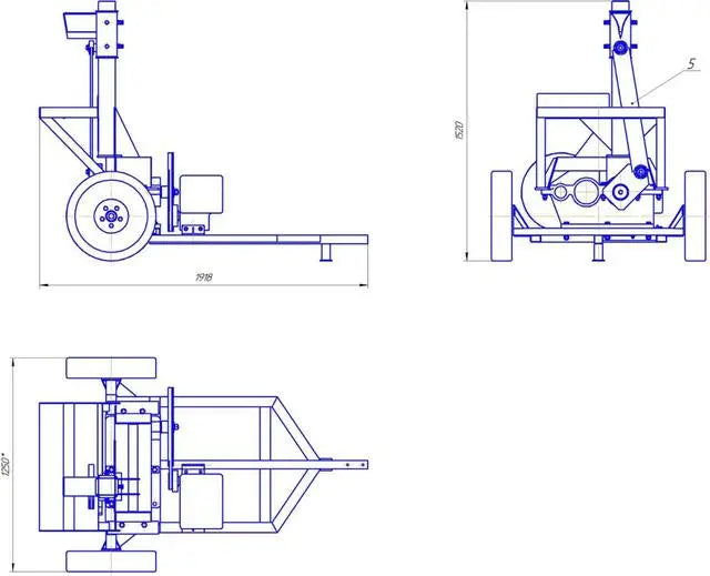 Industrieller Holzspalter DRM-50 mit 6,5 PS Benzinmotor, inertialem Spaltmechanismus und Anhängevorrichtung. Effizient für industrielle Holzverarbeitung.
