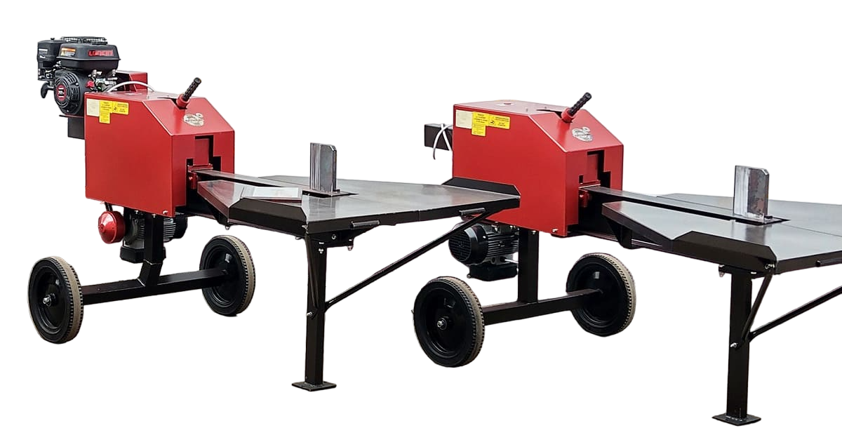 Industrieller Holzspalter DKPR-7B von Artmash mit 7 PS Benzinmotor, 12 Tonnen Spaltkraft und hoher Mobilität. Ideal für Forstwirtschaft und Holzverarbeitung.