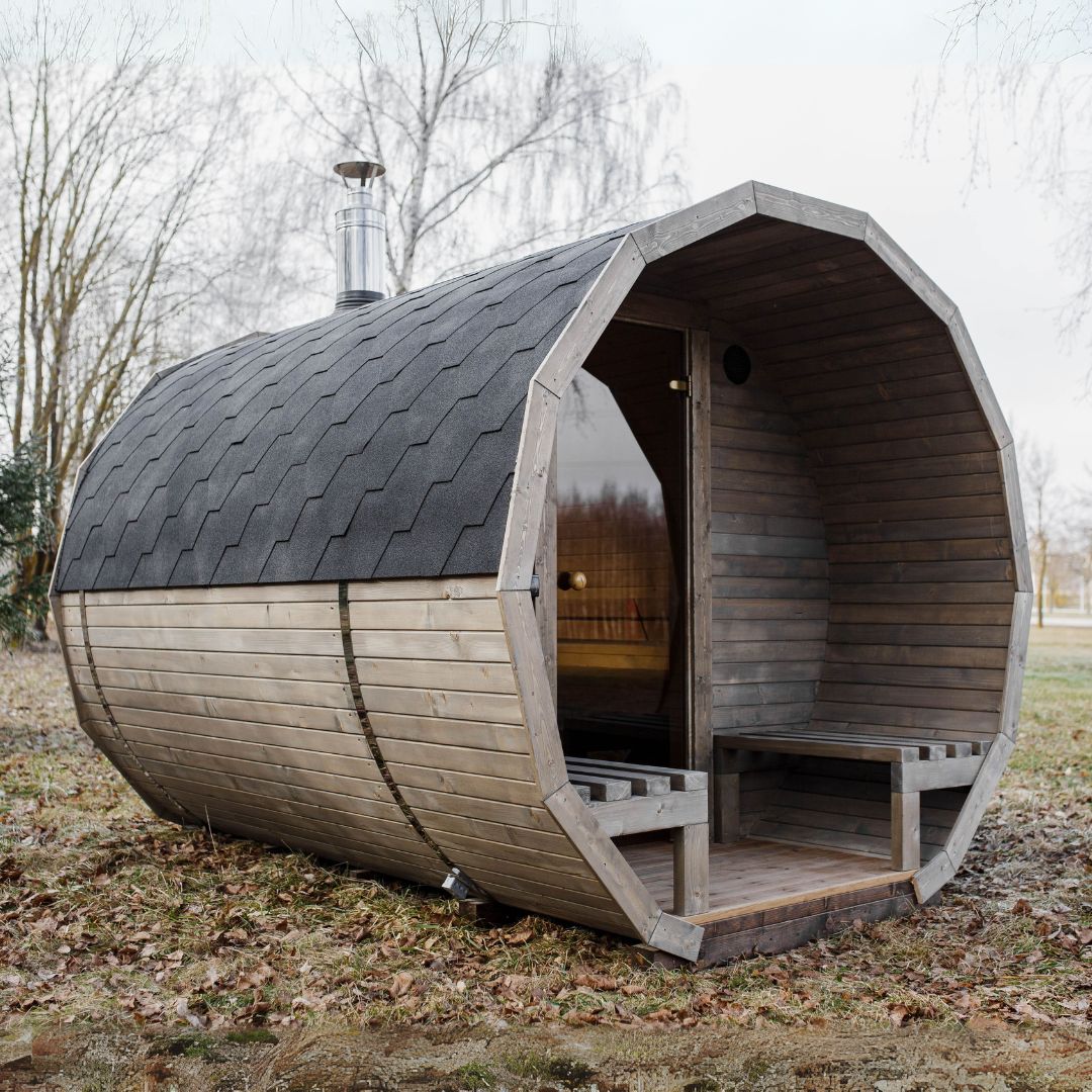 Komplett ausgestattete Premium-Gartensauna 3 m mit Terrasse – aus Fichtenholz, mit Holzofen – sofort einsatzbereit