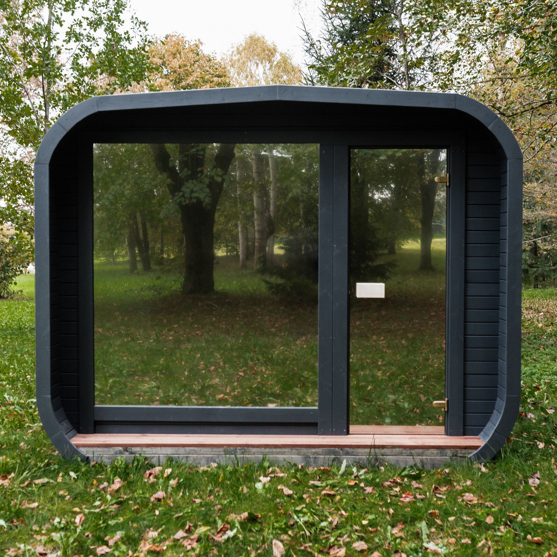 Komplett ausgestattete Premium-LUX-MINI-Sauna 245×300 – aus Fichtenholz, mit Holzofen – sofort einsatzbereit