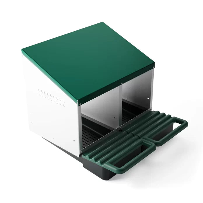 Langlebiges Legenest/Abrollnest MG-02 PROFI mit 2 Abteilen und Eierschublade. Ideal für Hausgeflügel. Hygienisch, langlebig und einfach zu montieren.