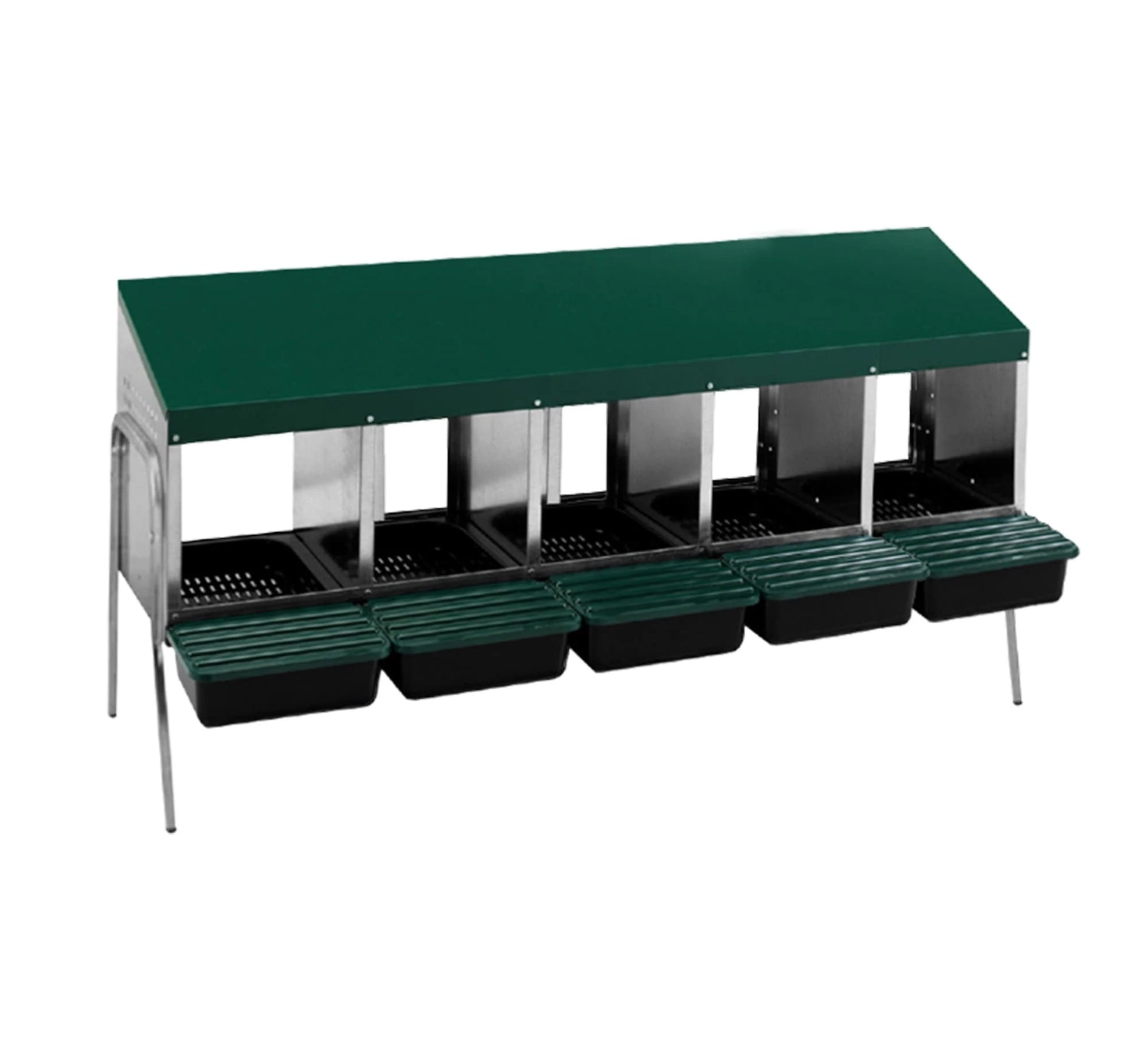 Langlebiges Legenest-Abrollnest MG-05WS PROFI mit Metallbeinen und Eierschublade. Ideal für Hühner, Wachteln oder Enten. Hygienisch & einfach zu reinigen.