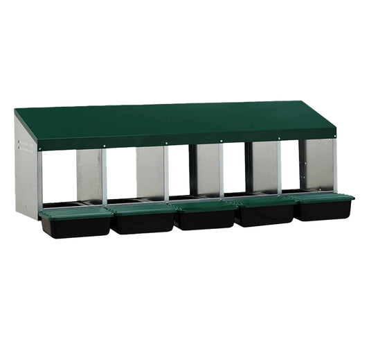 Robustes Legenest/Abrollnest MG-05 PROFI mit 5 Abteilen und Eierschublade. Hygienisch, leicht zu reinigen und ideal für Hühnerhalter.