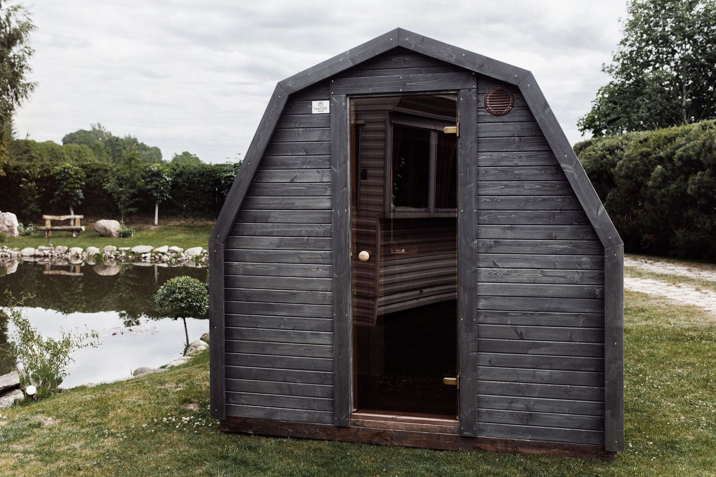 Komplett ausgestattete Premium-IGLU-Gartensauna 3,5 m mit Vorraum – aus Fichtenholz, mit Holzofen – sofort einsatzbereit