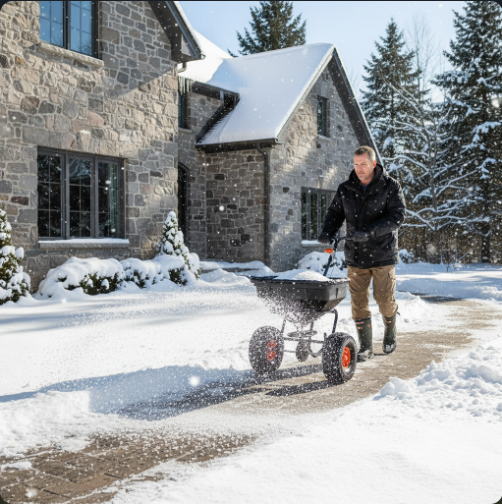 Streuwagen – Salzstreuer MI‑60 Manuell 60 L für Streusalz, Sand, Dünger & Saatgut | Handbetriebener Streuer für Winterdienst und Rasenpflege